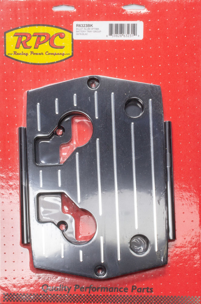 Optima Alum Ball Milled Battery Tray Black Battery Boxes, Trays and Components Racing Power Company