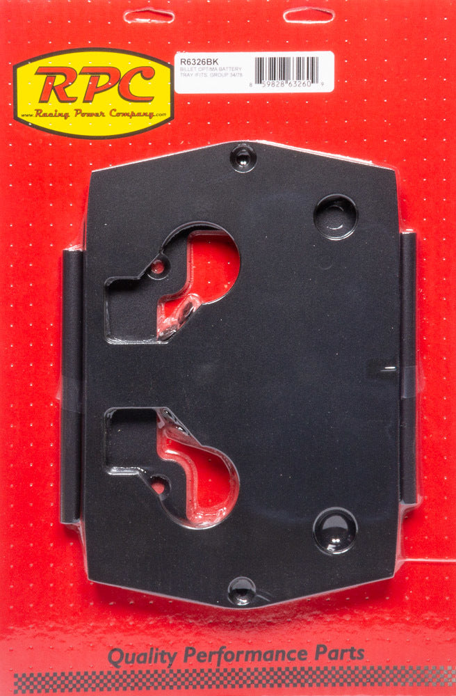 Optima Aluminum Smooth Battery Tray Black Battery Boxes, Trays and Components Racing Power Company