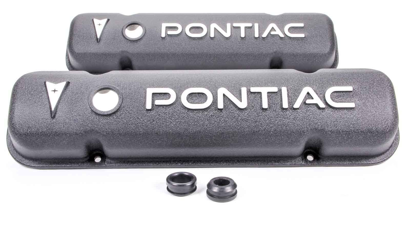 Pontiac Alum V/C Black w/Pontiac Logo Valve Covers Racing Power Company