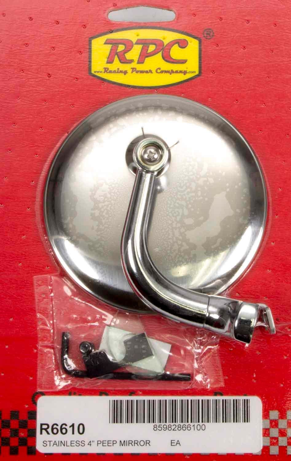 Stainless Peep Mirror w/Short Arm 4in Exterior Mirrors Racing Power Company