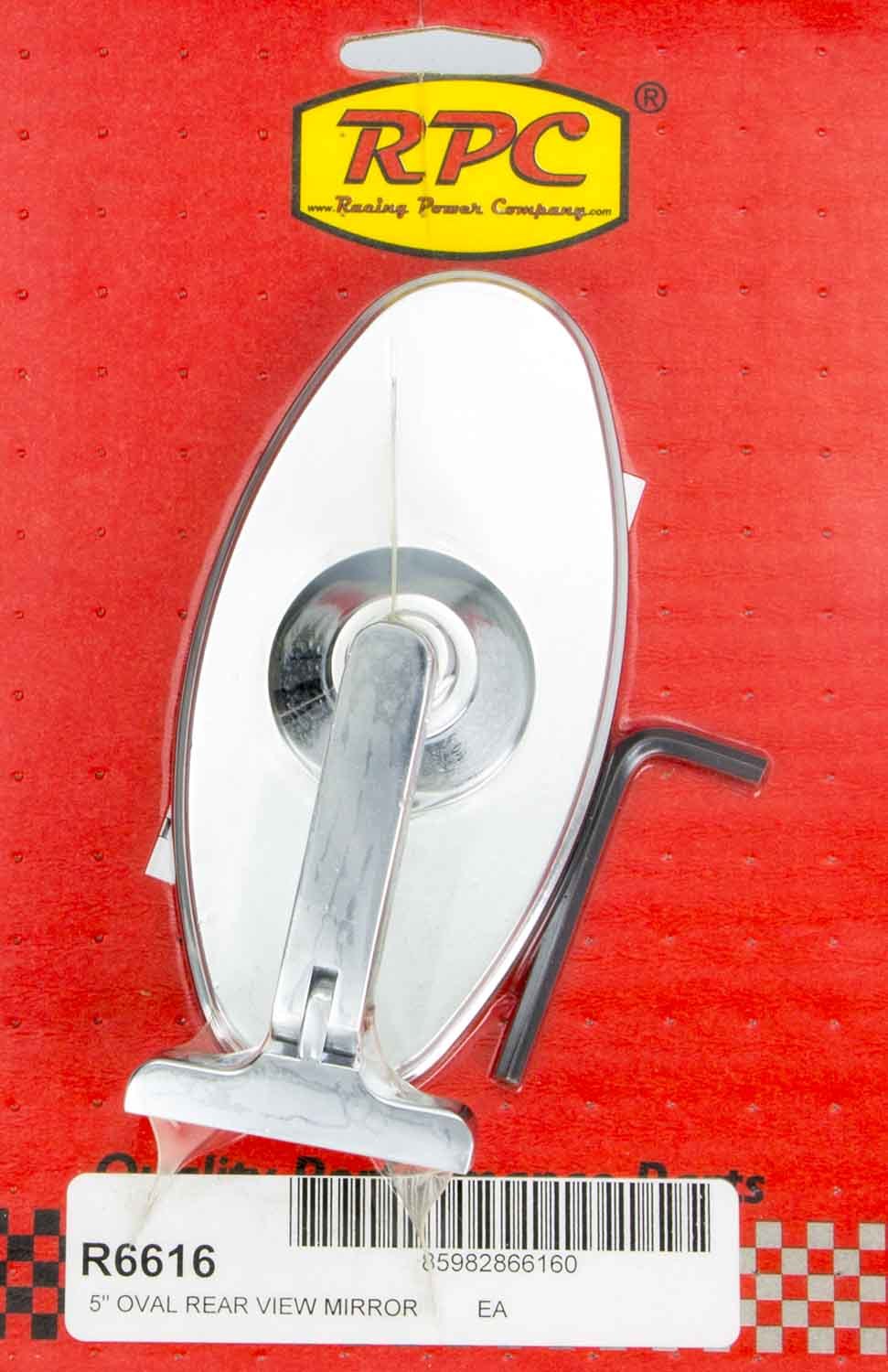 Chrome Steel Oval 5in Interior Mirror Rear View Mirrors Racing Power Company