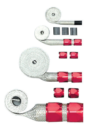 Red Braided Hose Sleevin g Kit Hose and Wire Sleeving Racing Power Company