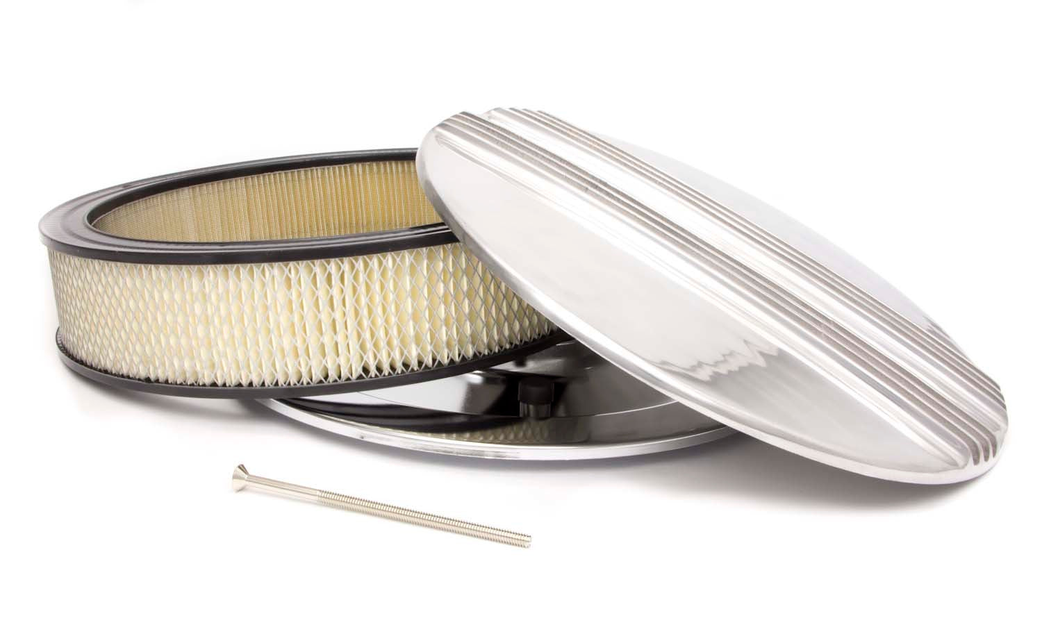 14x3 Alum Round Finned Flat Base A/C Air Cleaner Assemblies and Air Intake Kits Racing Power Company