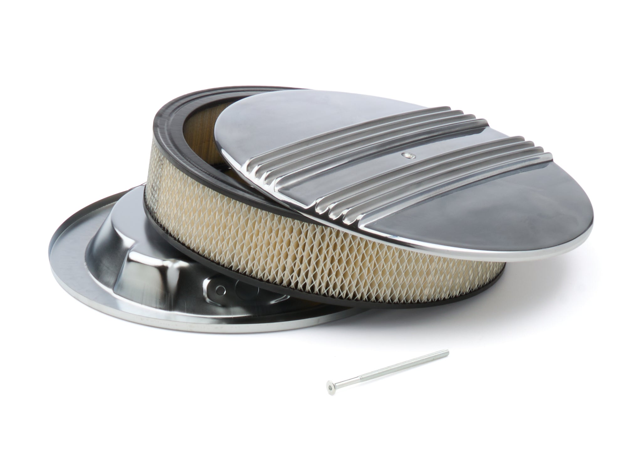 14x3 Alum Round Finned Flat Base A/C Air Cleaner Assemblies and Air Intake Kits Racing Power Company