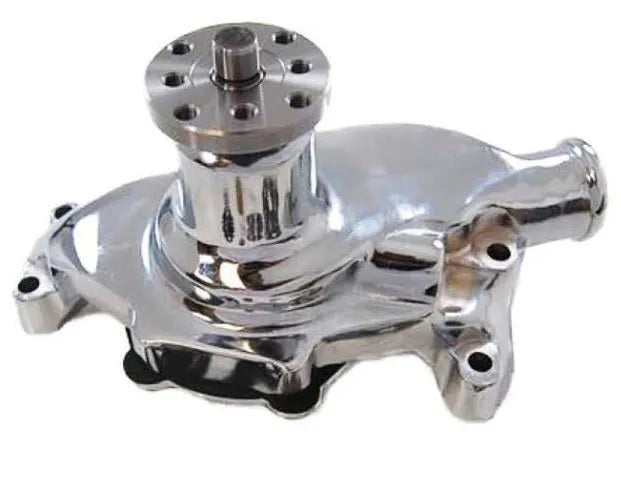 Smooth SB Chevy Short Wa ter Pump Chrome Water Pumps - Mechanical Racing Power Company