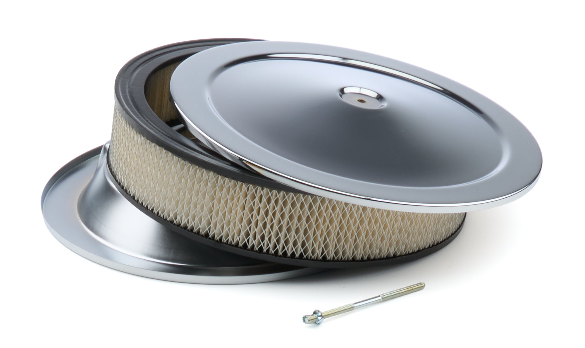 Chrome 14In X 3In Air Cleaner W/Paper Element Air Cleaner Assemblies and Air Intake Kits Racing Power Company