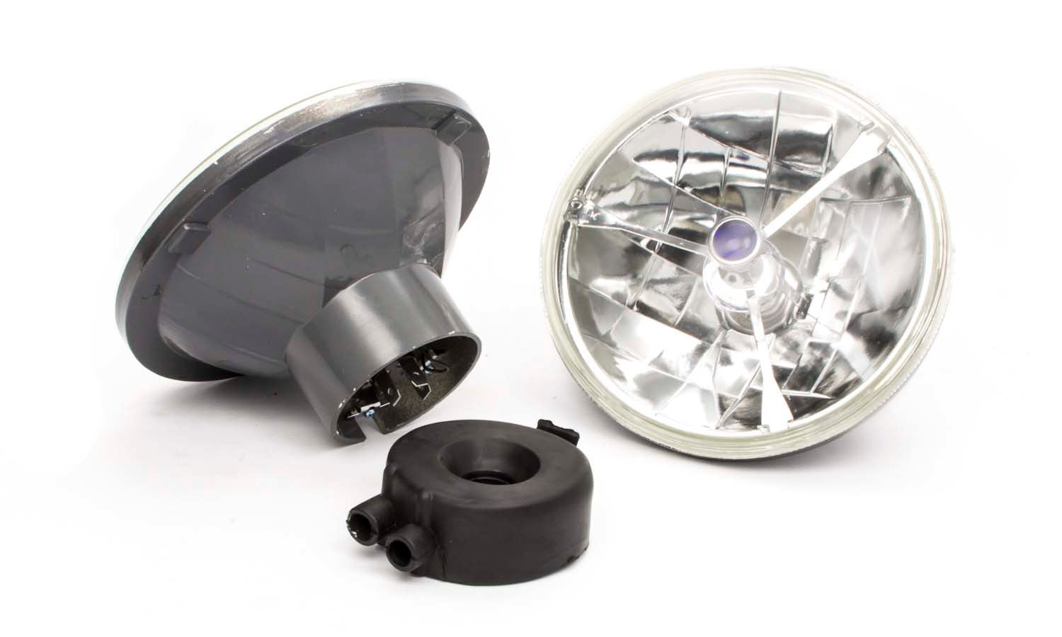7in Tri-Bar Headlight w/H4 Bulb Exterior Light Assemblies Racing Power Company