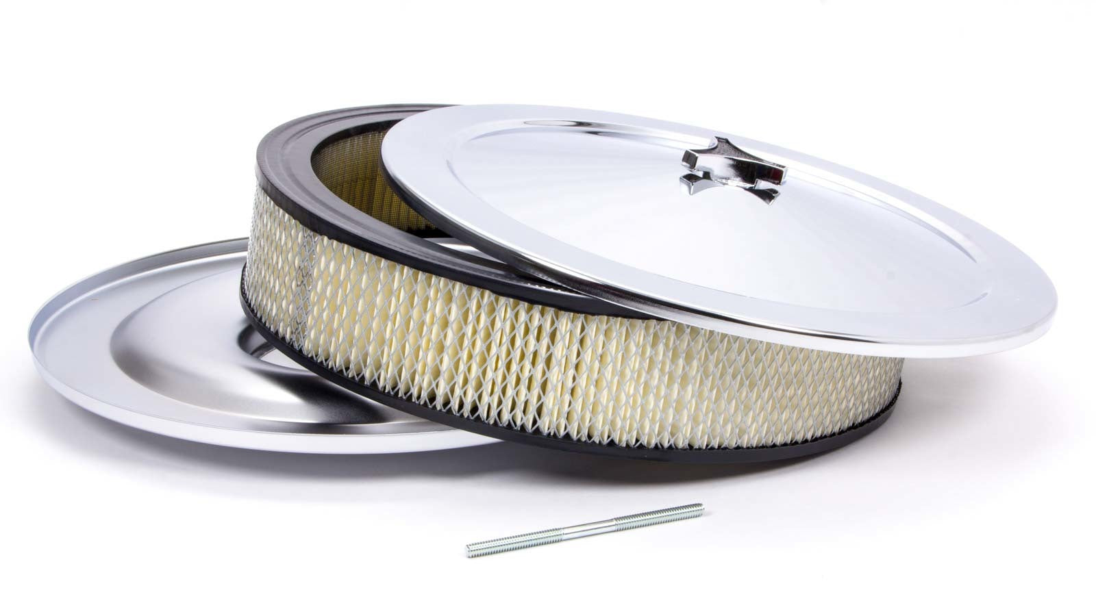 14x3 Muscle Car Plain Flat Base A/C Chrome Air Cleaner Assemblies and Air Intake Kits Racing Power Company