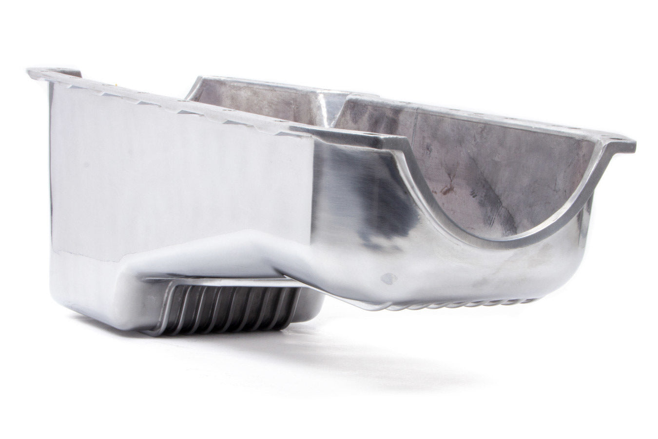 55-79 SBC Alum Stock Oil Pan Polished Engine Oil Pans Racing Power Company