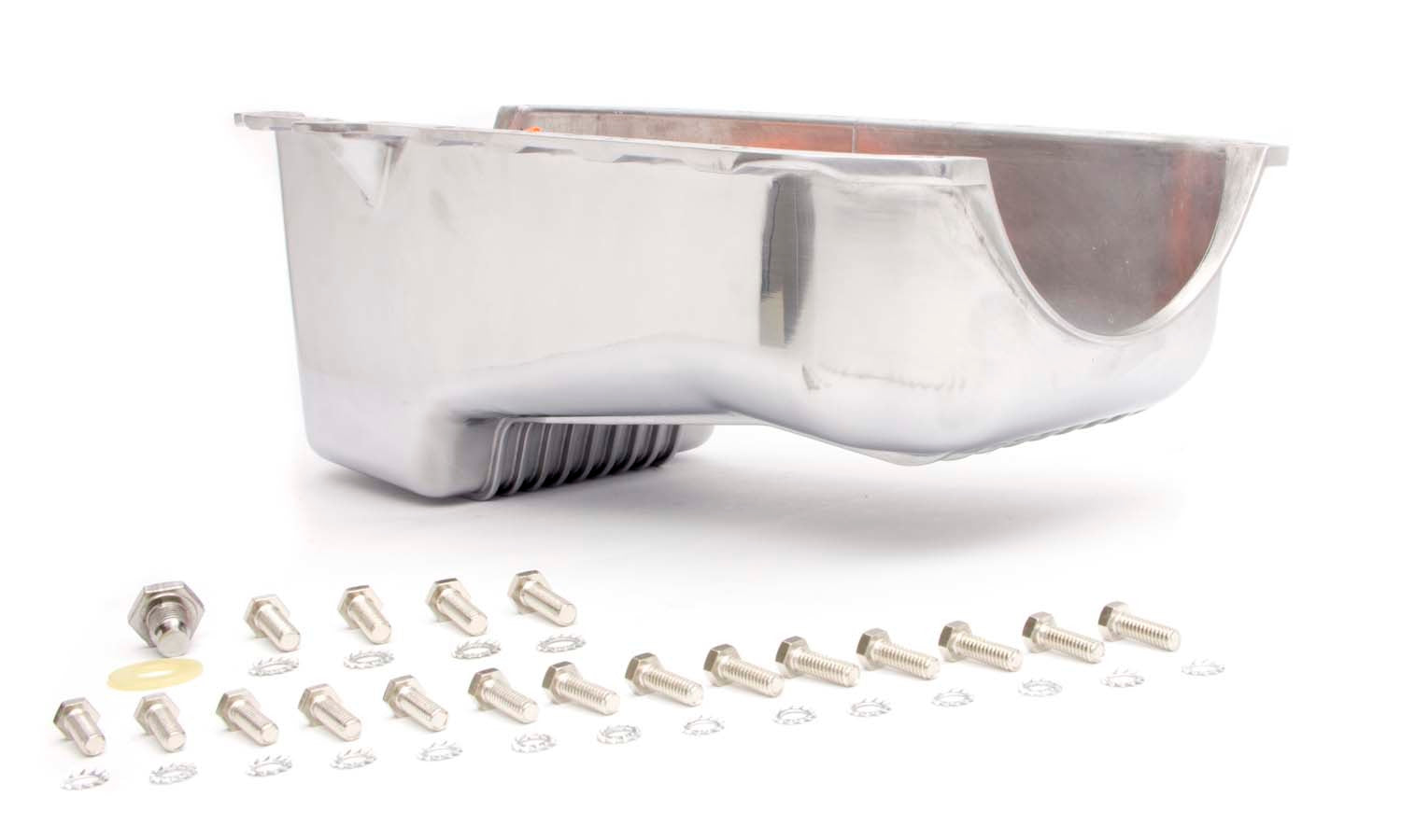 86- SBC Alum Stock Oil Pan Polished Engine Oil Pans Racing Power Company