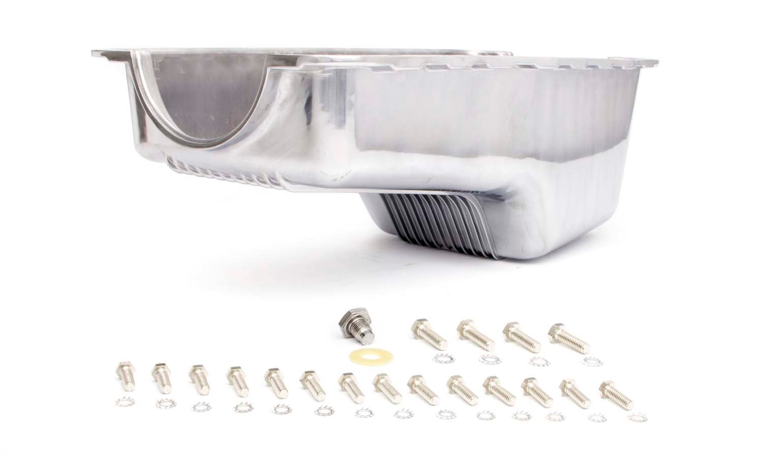 64-73 SBF Alum Stock Oil Pan Polished Engine Oil Pans Racing Power Company
