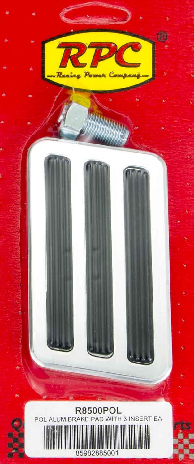 Brake Pad Polished with Rubber Inserts Pedal Pads and Components Racing Power Company