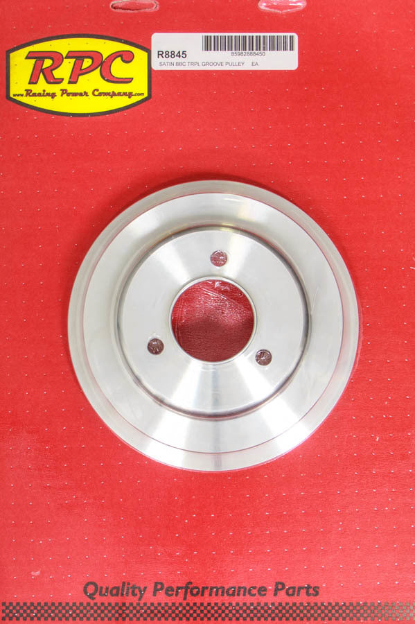 BBC 3 Goove Crank Pulley Long W/P Satin Crankshaft Pulleys Racing Power Company