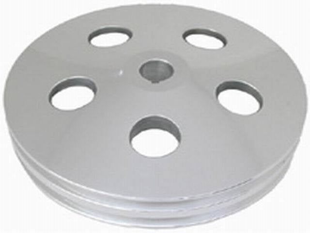 Satin GM Power Steering 2V Pulley w/Keyway Power Steering Pulleys Racing Power Company