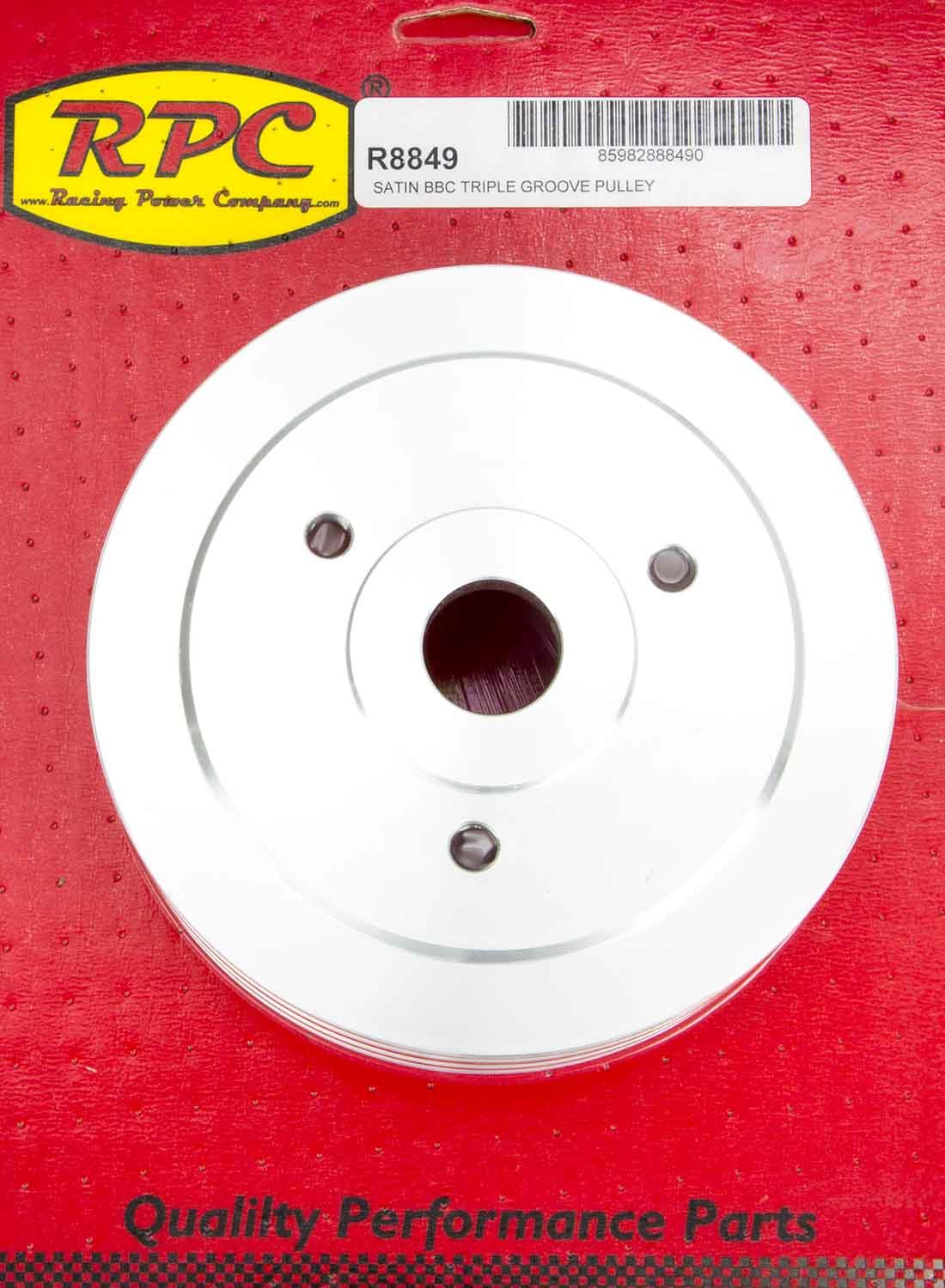 BBC SWP Triple Groove Lower Pulley Satin Crankshaft Pulleys Racing Power Company