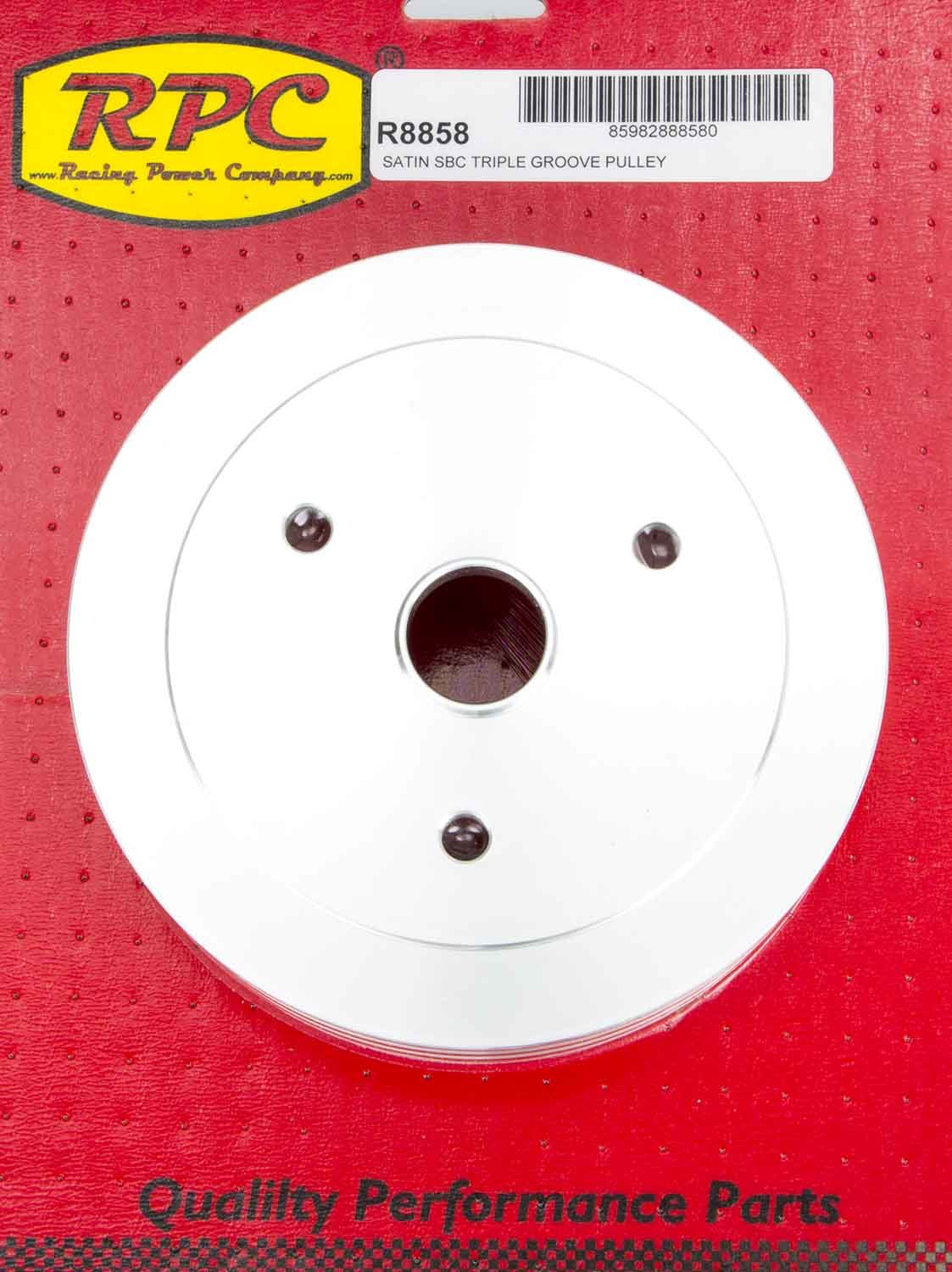 SBC Triple Groove Lower Pulley SWP Satin Crankshaft Pulleys Racing Power Company