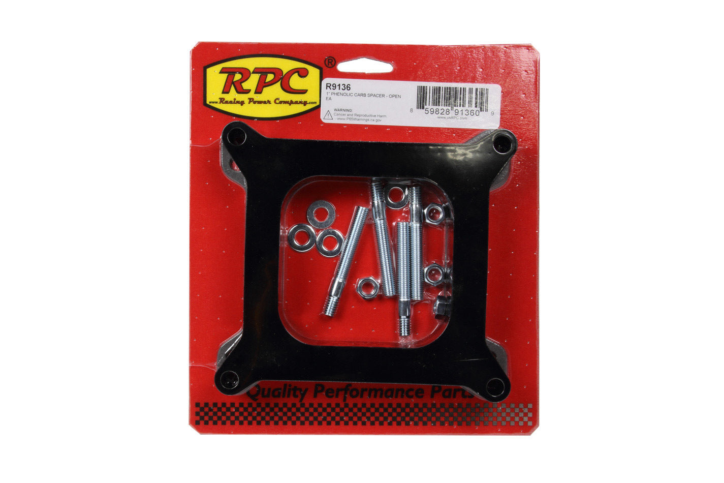 1In Phenolic Carb Space r - Open Carburetor Adapters and Spacers Racing Power Company