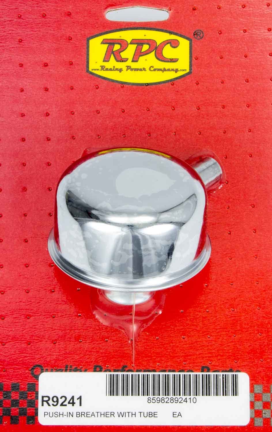 Chrome Push In Breather w/Tube 2-3/4in Dia 3/4NK Valve Cover Breathers and Components Racing Power Company