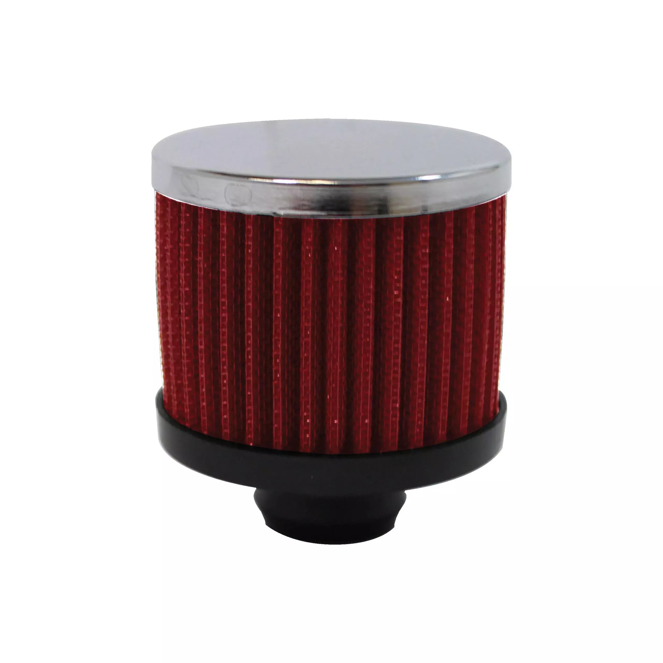 Valve Cover Breather 3in Tall Push In Chrome/Red Valve Cover Breathers and Components Racing Power Company