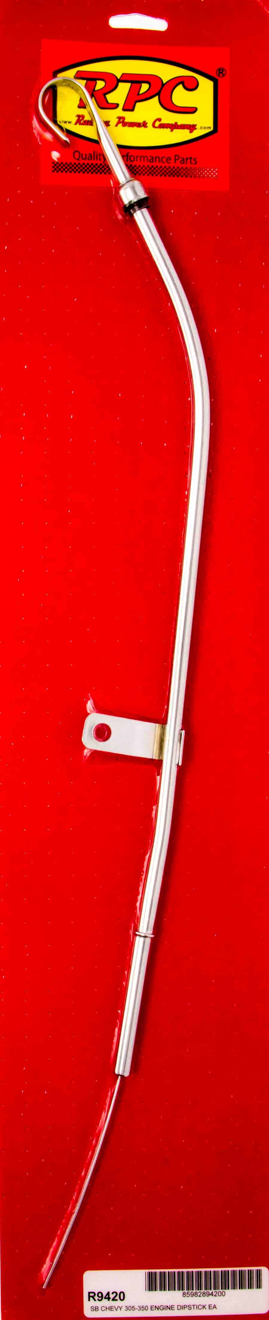 80-82 SBC Steel Oil Dipstick Chrome Engine Oil Dipsticks Racing Power Company