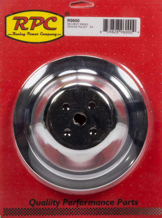 Chrome Steel Water Pump Pulley SBC Short 7.1 Dia Water Pump Pulleys Racing Power Company