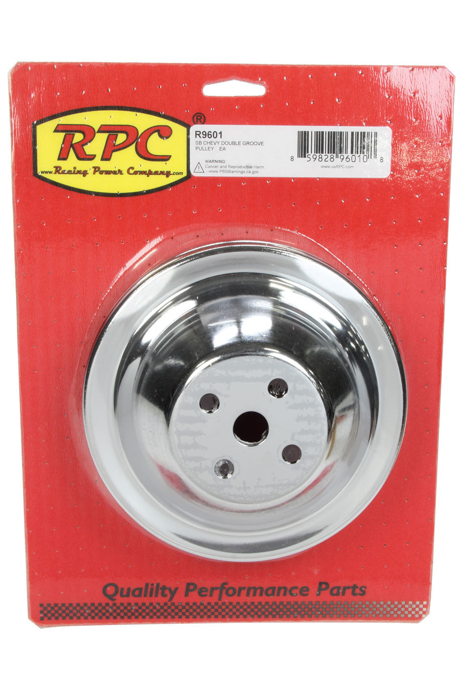 SBC SWP 2 GROOVE WATER P UMP PULLEY CHROME Water Pump Pulleys Racing Power Company