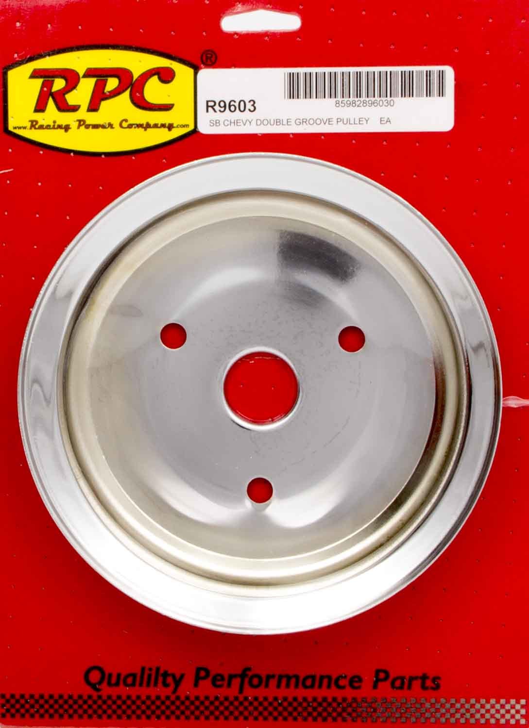 SBC 2GROOVE CRANK PULLEY SHORT PUMP CHROME Crankshaft Pulleys Racing Power Company