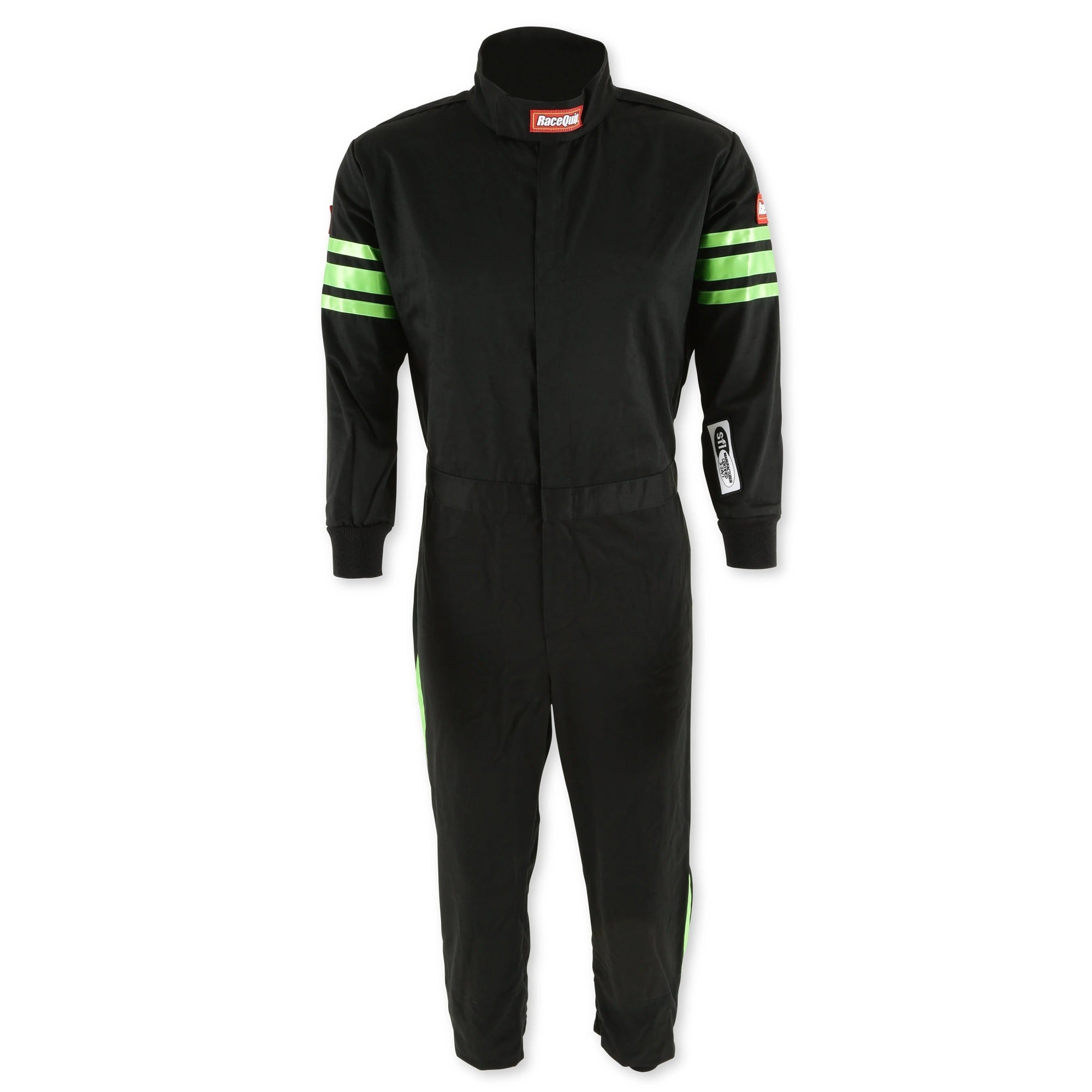Black Suit Single Layer Kids Large Green Trim Driving Suits Racequip
