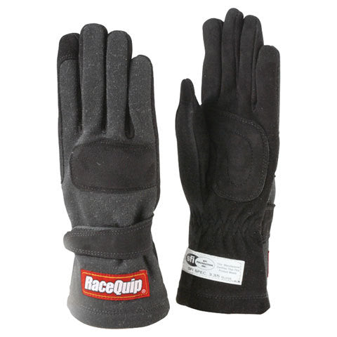 Gloves Double Layer Large Black SFI Driving Gloves Racequip