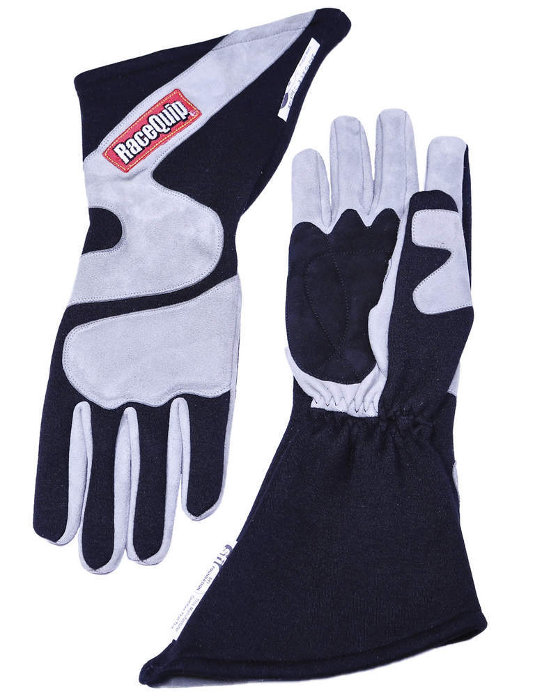 Gloves Outseam Black/ Gray Large SFI-5 Driving Gloves Racequip