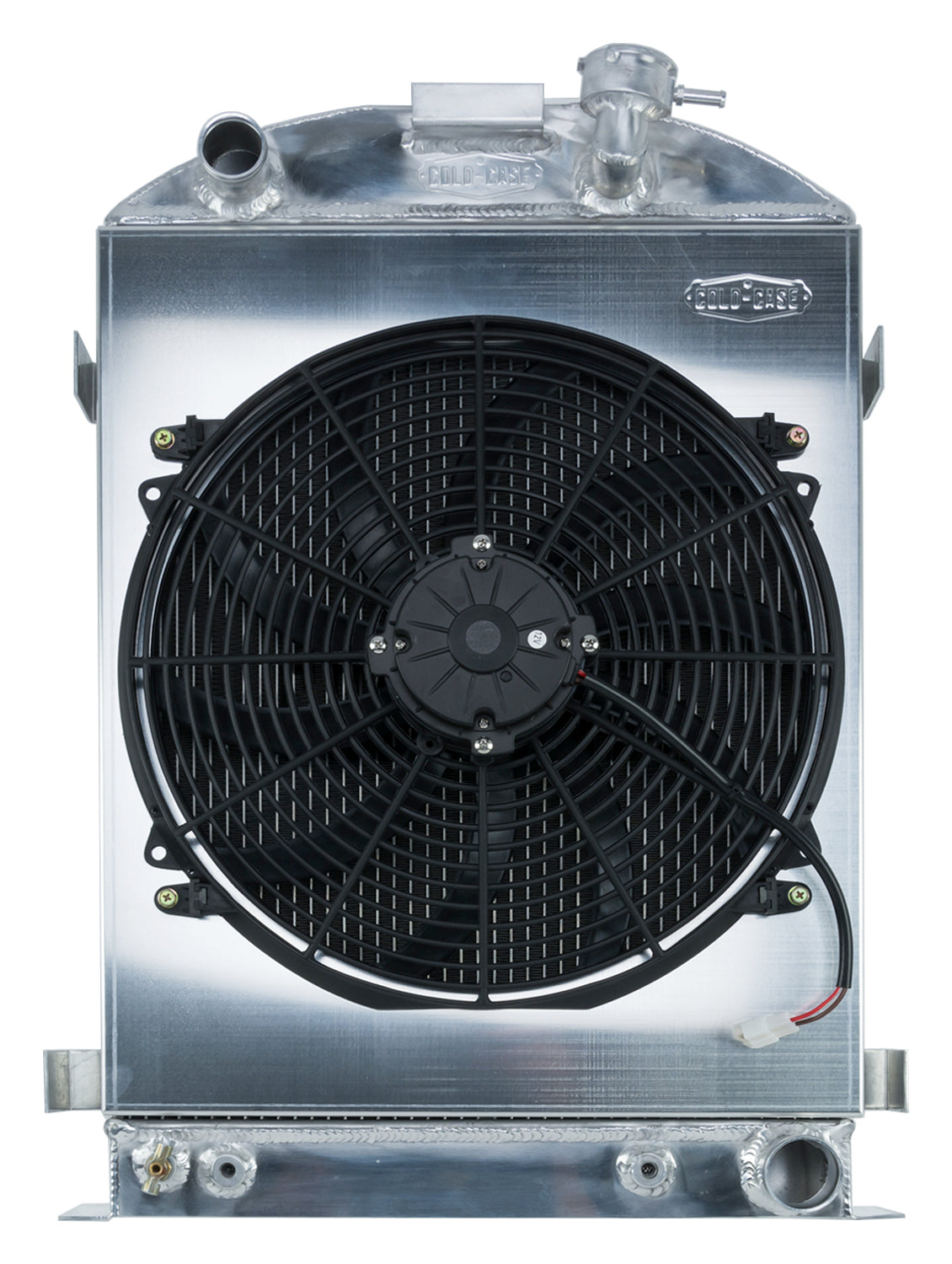 1932 Highboy Chevy Engine 27 Inch Aluminum Performance Radiator And 16 Inch Fan Kit Cold Case Radiators Radiator Kit COLD-CASE Radiators