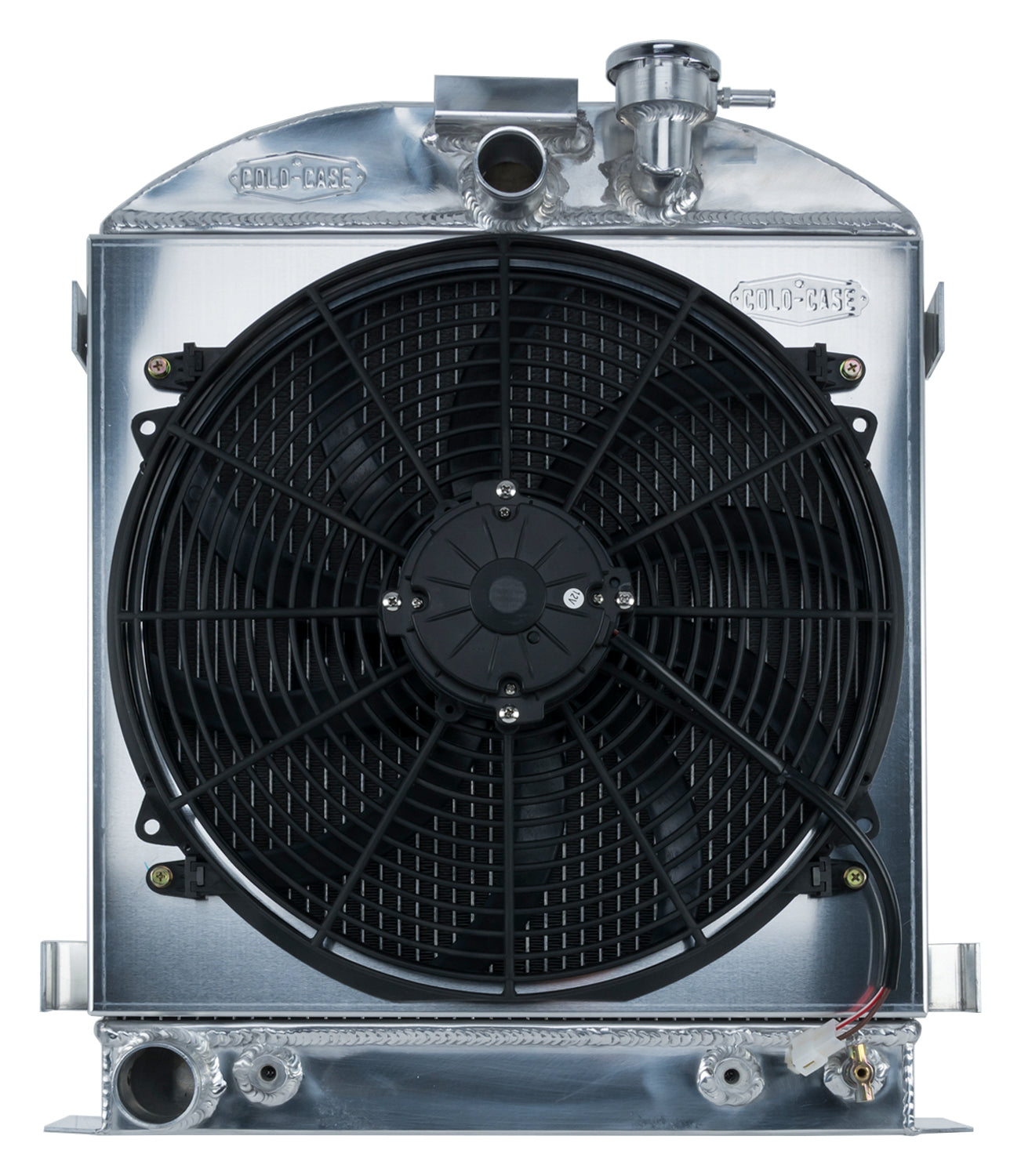1932 Lowboy Ford Engine Aluminum Performance Radiator And 16 Inch Fan Kit Cold Case Radiators Radiator Kit COLD-CASE Radiators