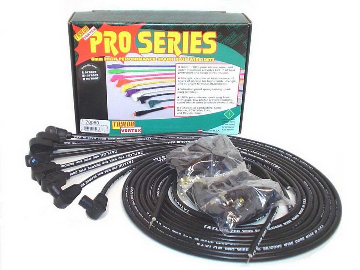 8mm Black Pro Wire 90 Dg Spark Plug Wires Taylor Cable