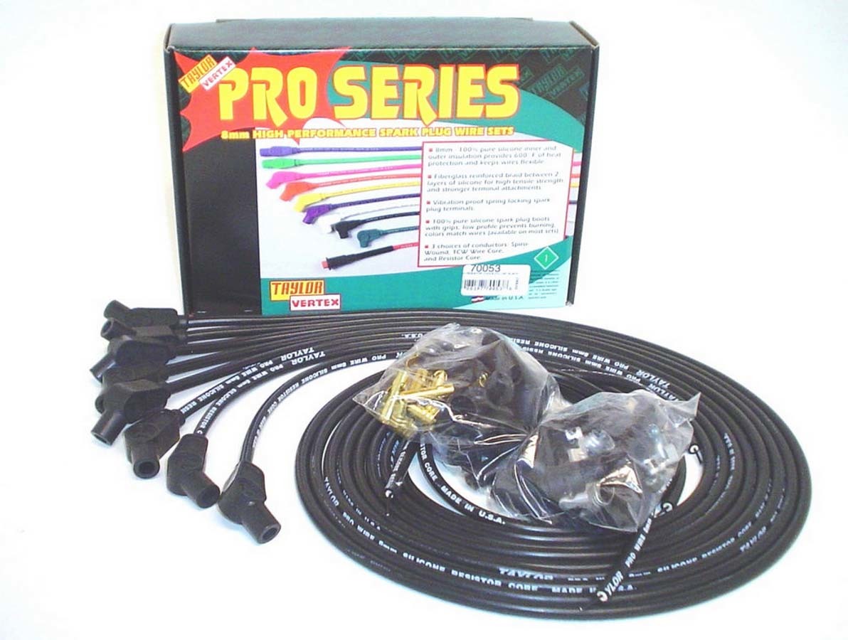 8mm Black Pro Wire 135 D Spark Plug Wires Taylor Cable