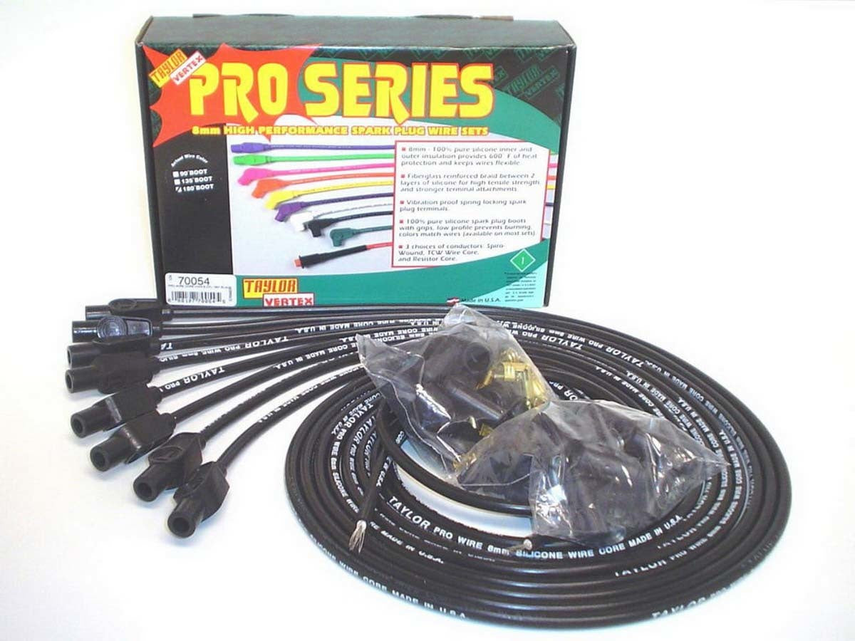 8mm Black Pro Wire 180 D Spark Plug Wires Taylor Cable