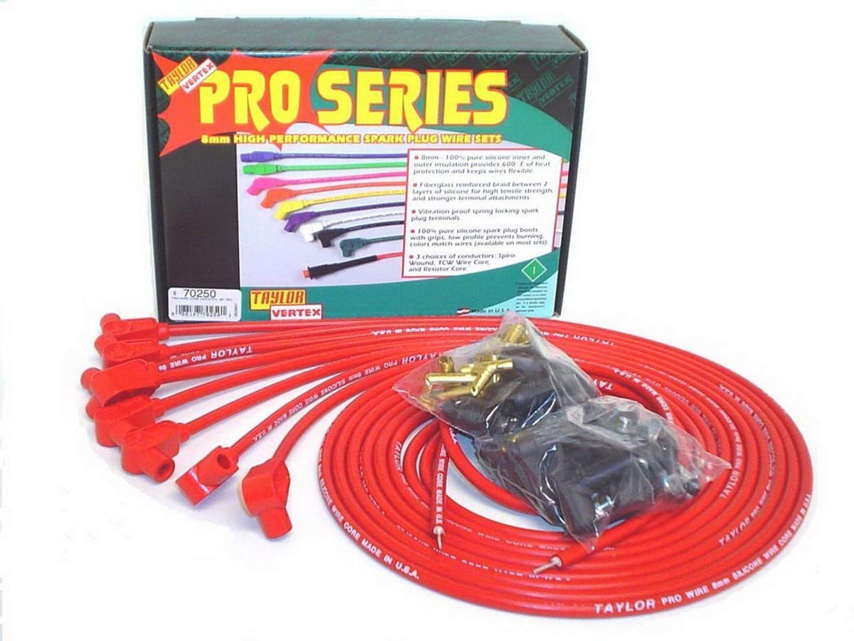 8mm Red Pro Wire 90 Dgr Spark Plug Wires Taylor Cable