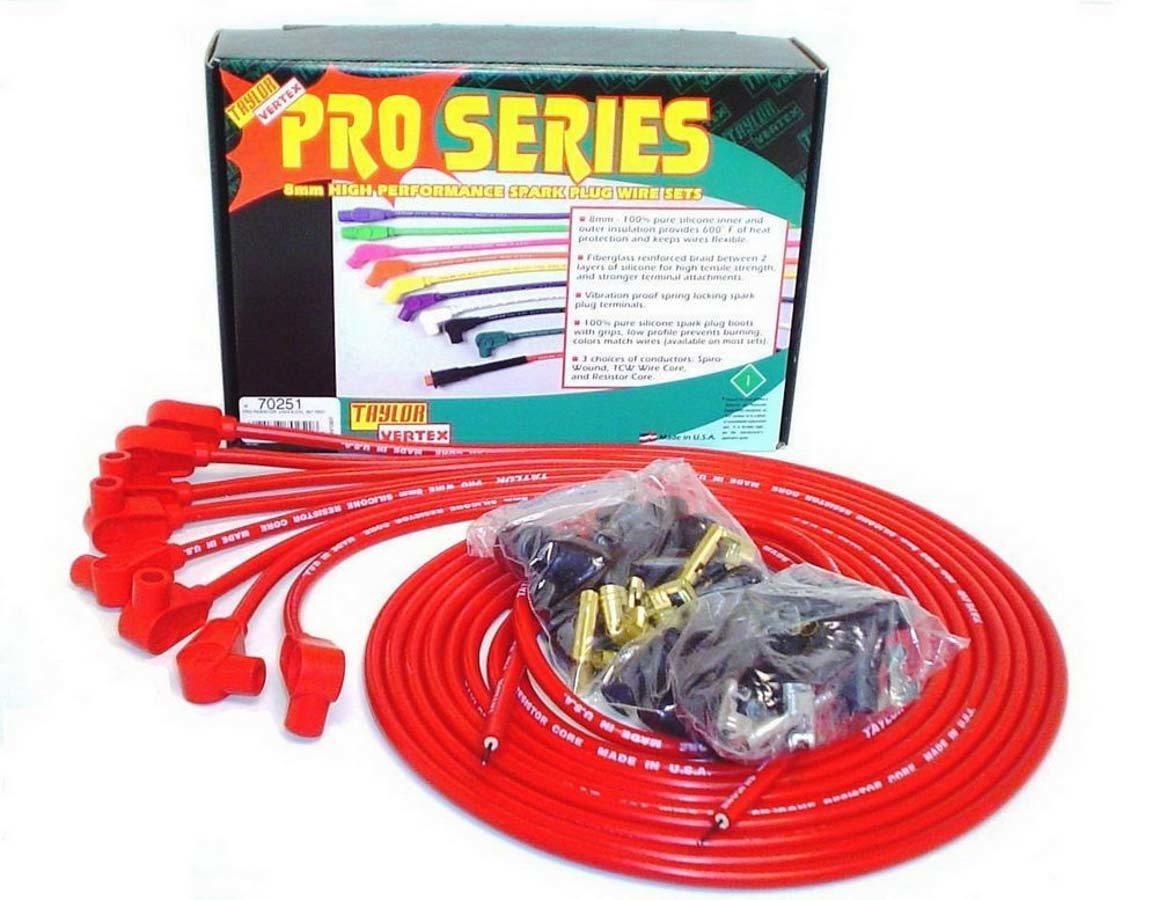 8mm Red Pro Wire 90 Dgr Spark Plug Wires Taylor Cable