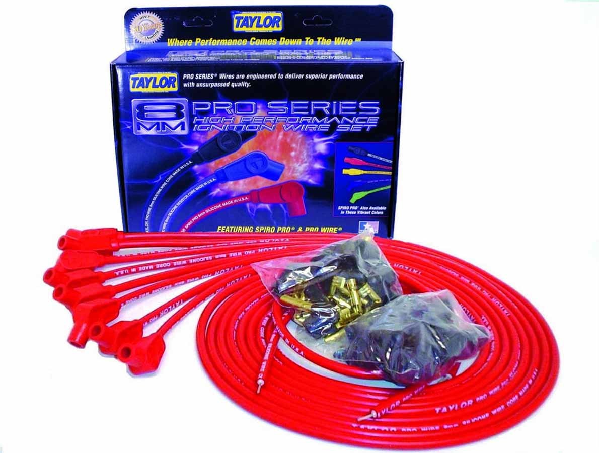 8mm Red Pro Wire 135 Deg Spark Plug Wires Taylor Cable