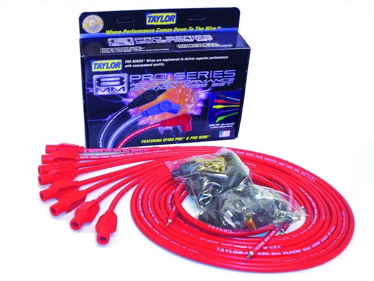 8mm Red Pro Wire 180 Dgr Spark Plug Wires Taylor Cable