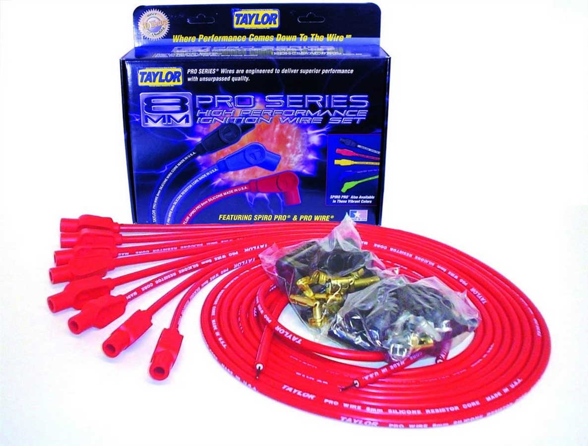 8mm Red Pro Wire 180 Dgr Spark Plug Wires Taylor Cable