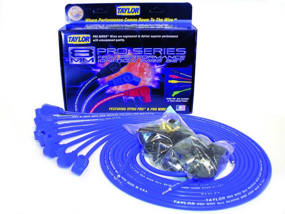 8mm Blue Pro Wire 90 Dgr Spark Plug Wires Taylor Cable