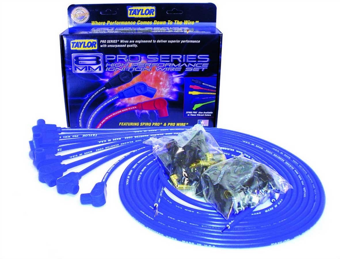 8mm Blue Pro Wire 90 Dgr Spark Plug Wires Taylor Cable