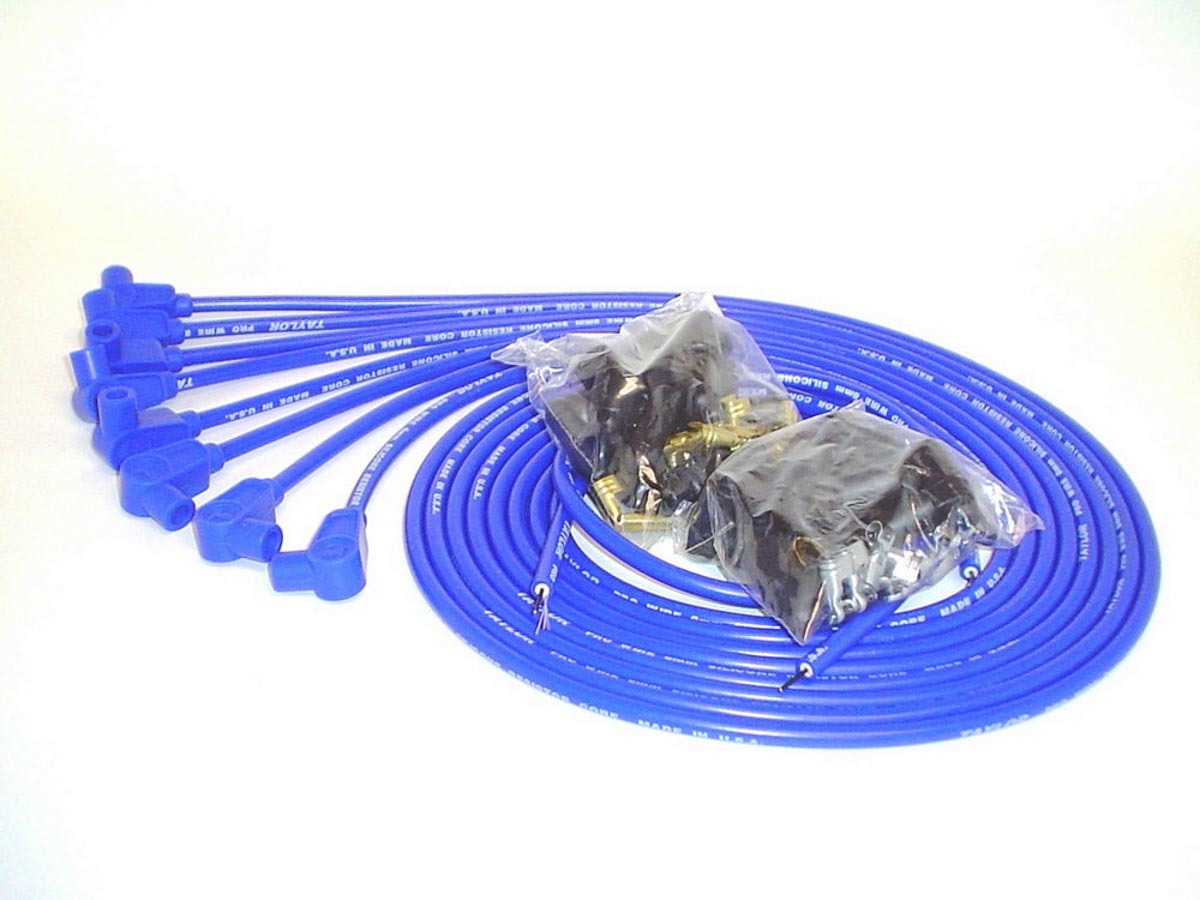 8mm Blue Pro Wire Vertex 90deg Boots Spark Plug Wires Taylor Cable