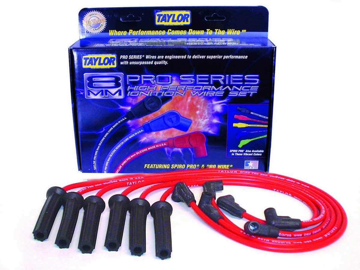Red Spiro-Pro 6 Cylinder Plug Wire Set Spark Plug Wires Taylor Cable