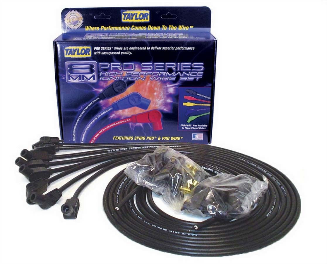 8mm Black Spiro-Pro Wire Spark Plug Wires Taylor Cable