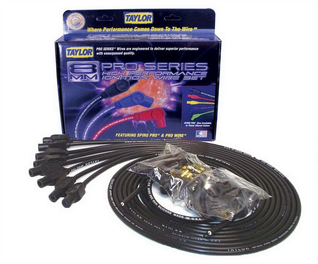 8mm Black Spiro-Pro Wire Spark Plug Wires Taylor Cable