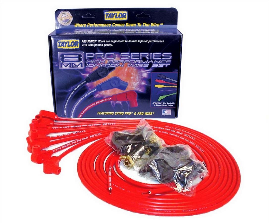 8mm Red Spiro-Pro Wires Spark Plug Wires Taylor Cable