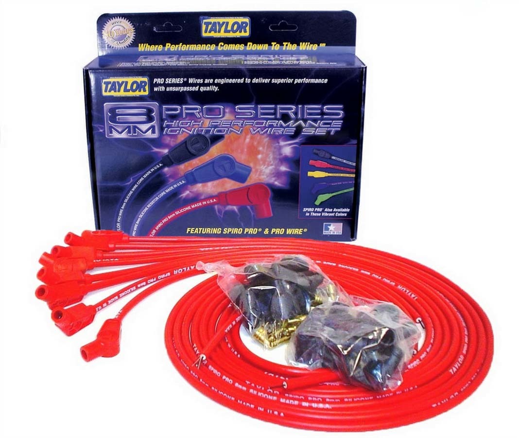 8mm Red Spiro-Pro Wires Spark Plug Wires Taylor Cable