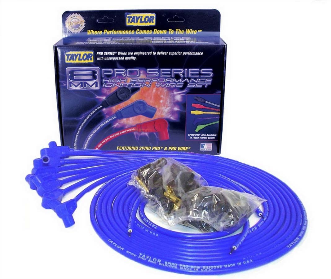8mm Blue Spiro-Pro Wires Spark Plug Wires Taylor Cable