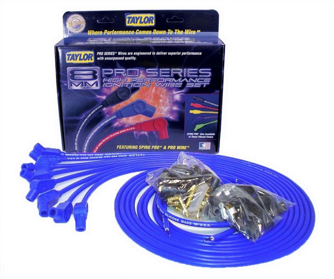 8mm Blue Spiro-Pro Wires Spark Plug Wires Taylor Cable